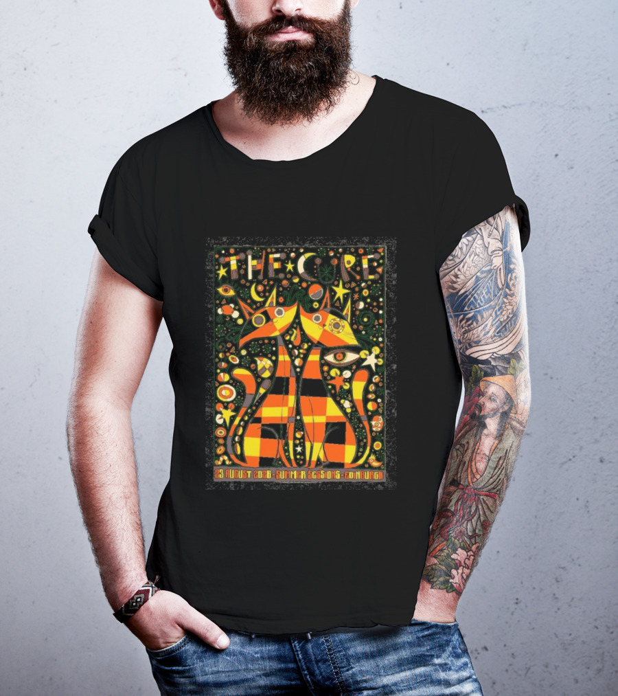 The Cure 23 August 2026 Summer Sessions Edinburgh Psychedelic Cat T-Shirt