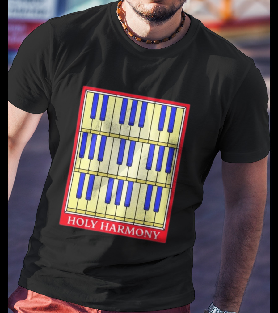 Holy Harmony Stained Glass Piano Keyboard Classical Music T-Shirt