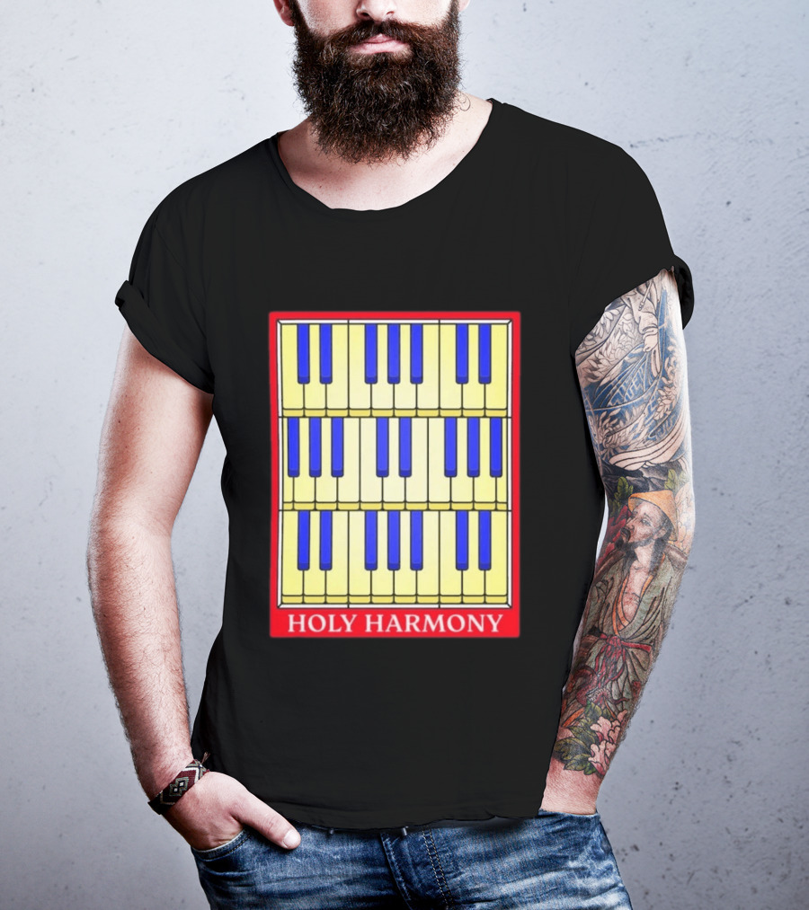 Holy Harmony Stained Glass Piano Keyboard Classical Music T-Shirt