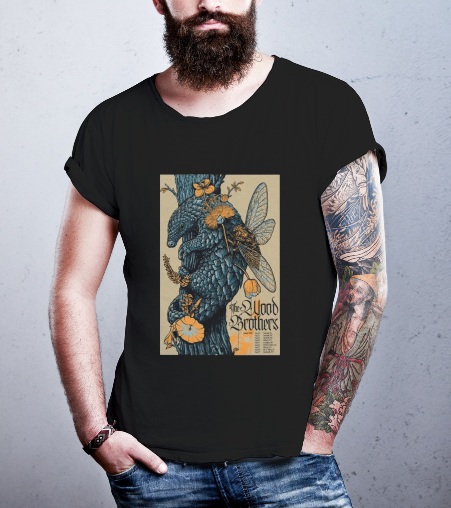 The Wood Brothers August 20 2026 Nashville TN Tour Pangolin And Cicada T-Shirt