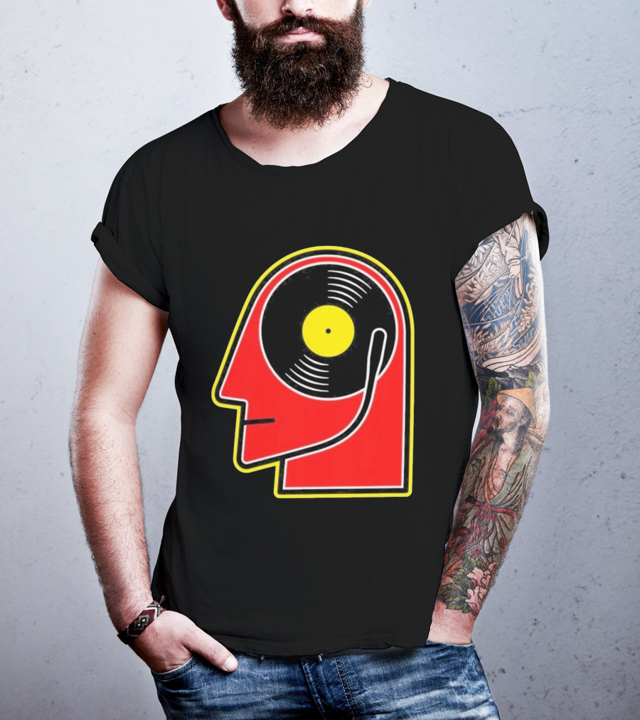 Vinyl Album Head With Record Disc Ear Retro Music T-Shirt