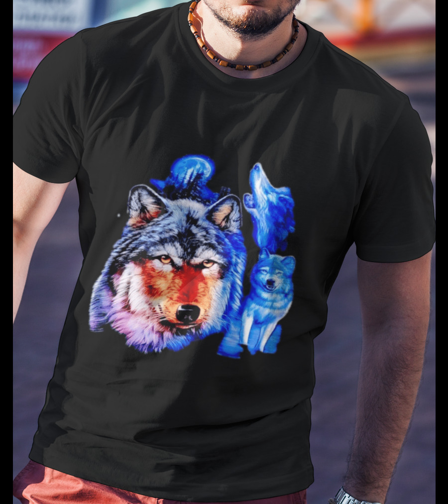 Wild Wolf Pack Moon Night Scene Nature Wildlife Wolves Howling T-Shirt
