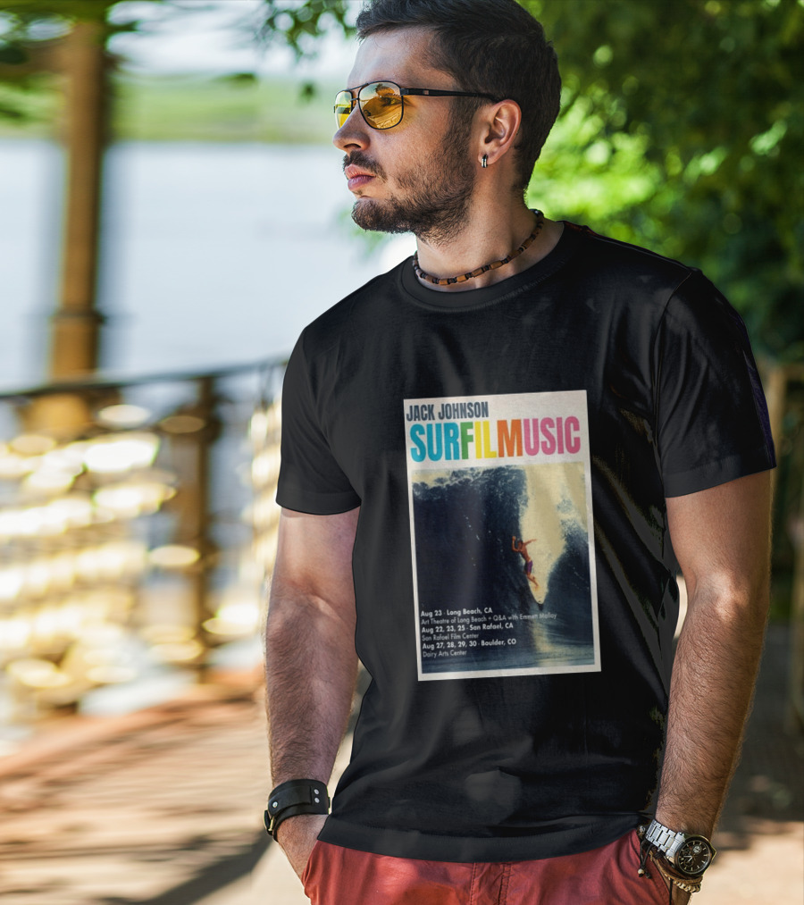 Jack Johnson Surf Film Music Tour Long Beach San Rafael Boulder August 2026 Events T-Shirt