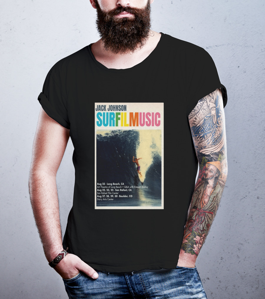 Jack Johnson Surf Film Music Tour Long Beach San Rafael Boulder August 2026 Events T-Shirt