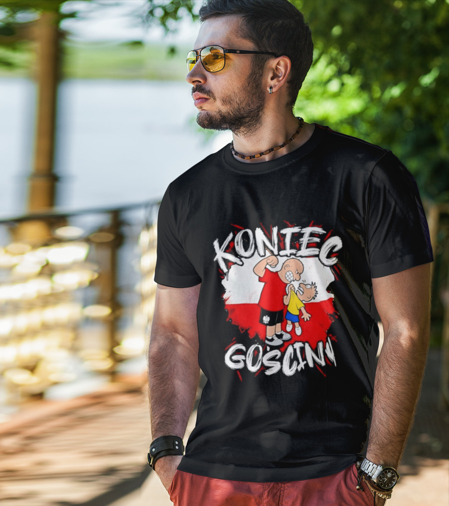Koniec Gosciny Polish Football Cartoon Polska Flag T-Shirt