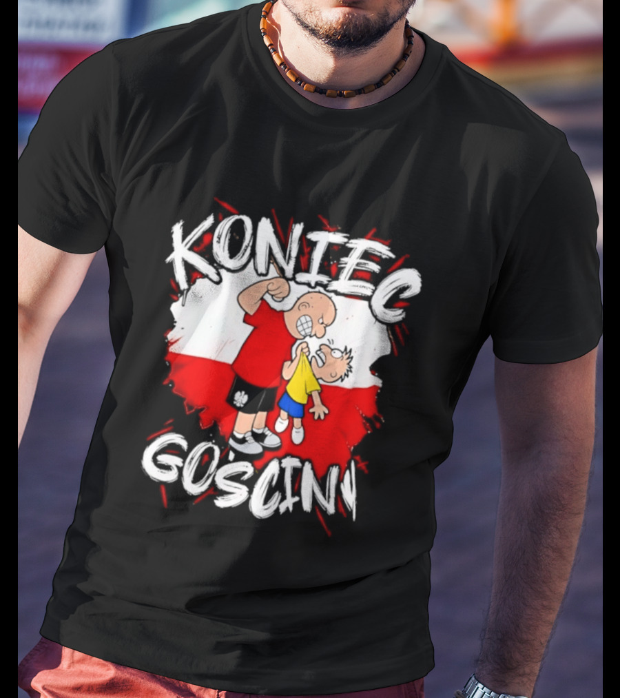 Koniec Gosciny Polish Football Cartoon Polska Flag T-Shirt