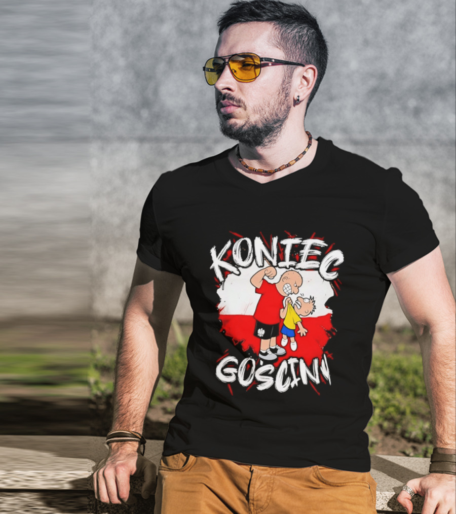 Koniec Gosciny Polish Football Cartoon Polska Flag T-Shirt
