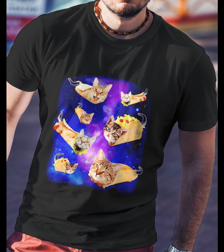 Cats In Space With Tacos And Burritos Taco Cat Cosmic Adventure T-Shirt