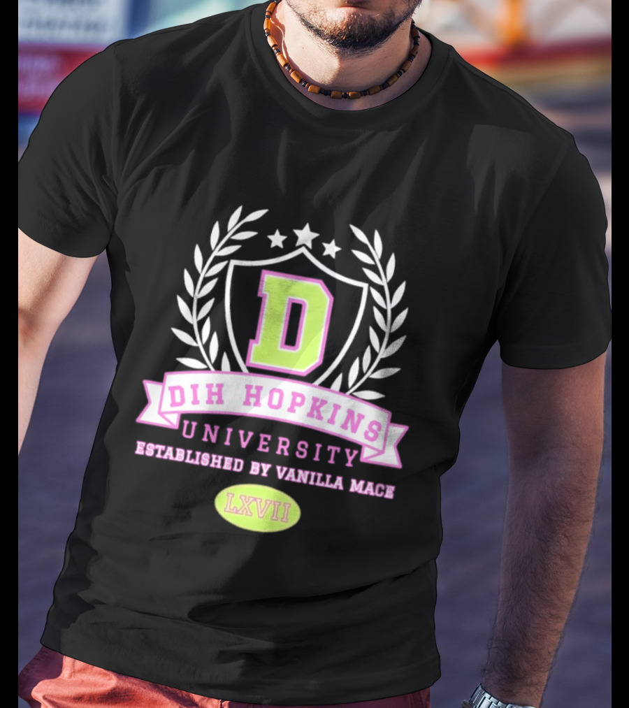 Dih Hopkins University Established By Vanilla Mace LXVII Crest T-Shirt