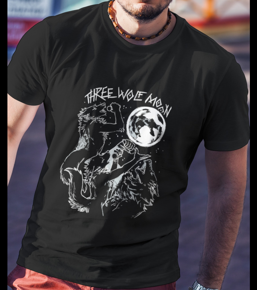 Three Wolf Moon Singing Wolves Howling Meme Moon Phases T-Shirt