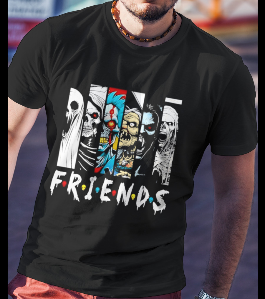 Friends Horror Movie Characters Halloween Scary Mask T-Shirt