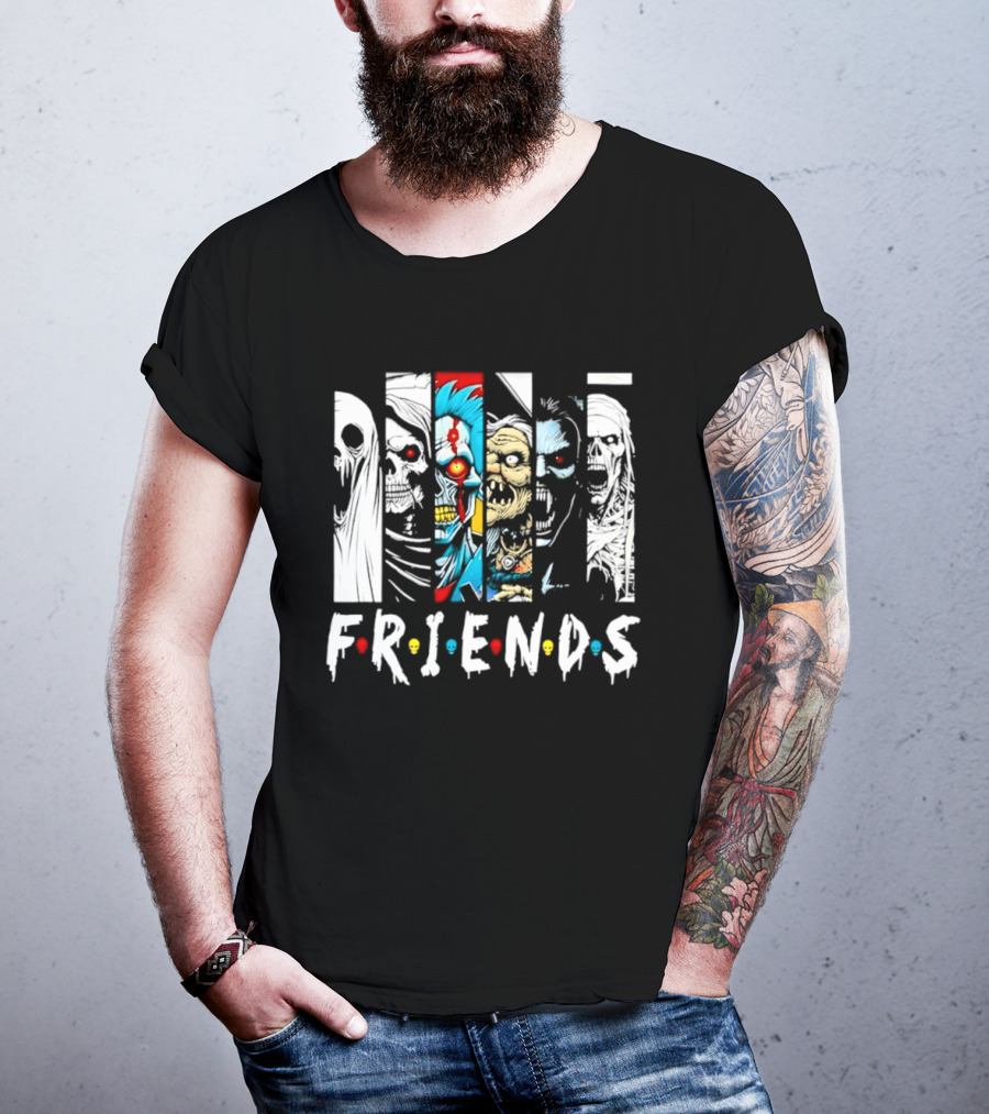 Friends Horror Movie Characters Halloween Scary Mask T-Shirt