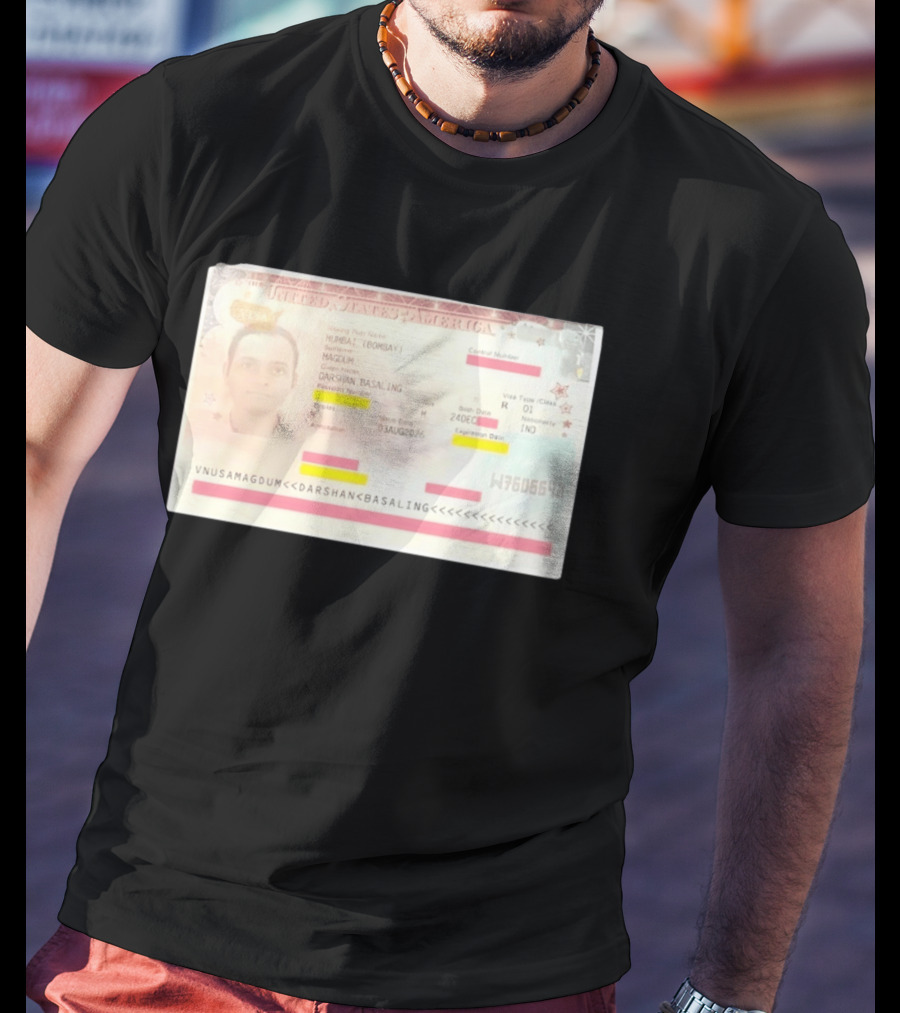 United States Of America Visa Darshan Basaling Magdum Mumbai Passport T-Shirt