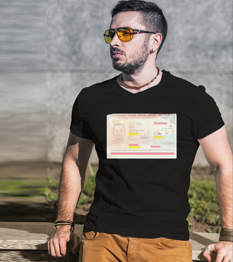 United States Of America Visa Darshan Basaling Magdum Mumbai Passport T-Shirt