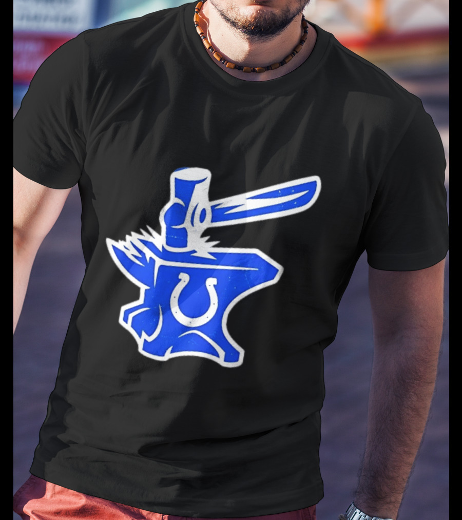 Indianapolis Colts Anvil Hammer Icon With Team Horseshoe T-Shirt