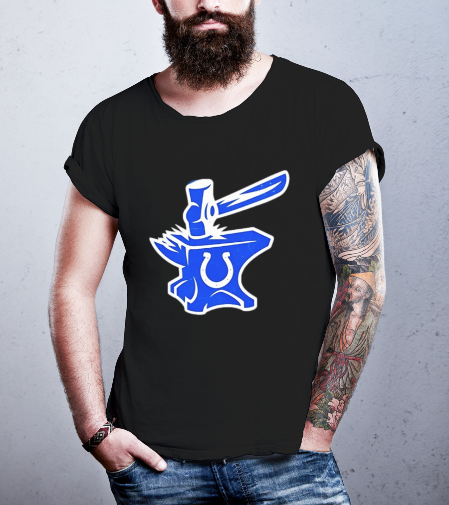 Indianapolis Colts Anvil Hammer Icon With Team Horseshoe T-Shirt