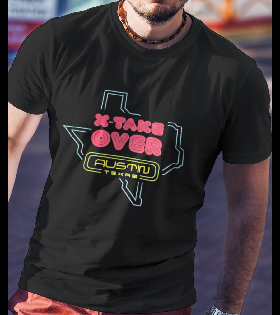 X Take Over Austin Texas Cybertruck Tesla Neon Map T-Shirt