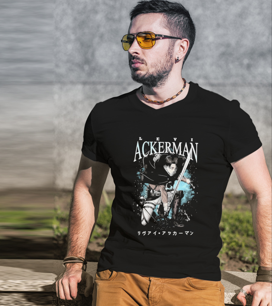 Levi Ackerman 90s Bootleg Oversized AOT Attack On Titan Anime T-Shirt