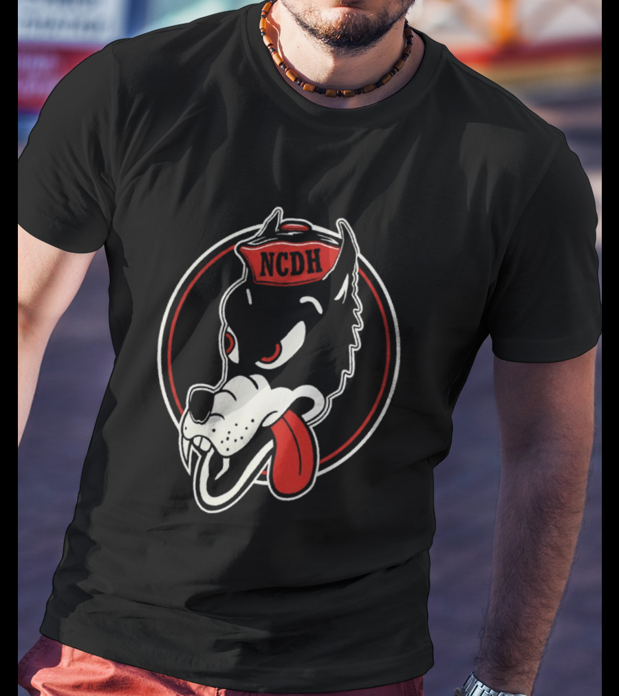 NCDH Wolf Cartoon Red Circle T-Shirt