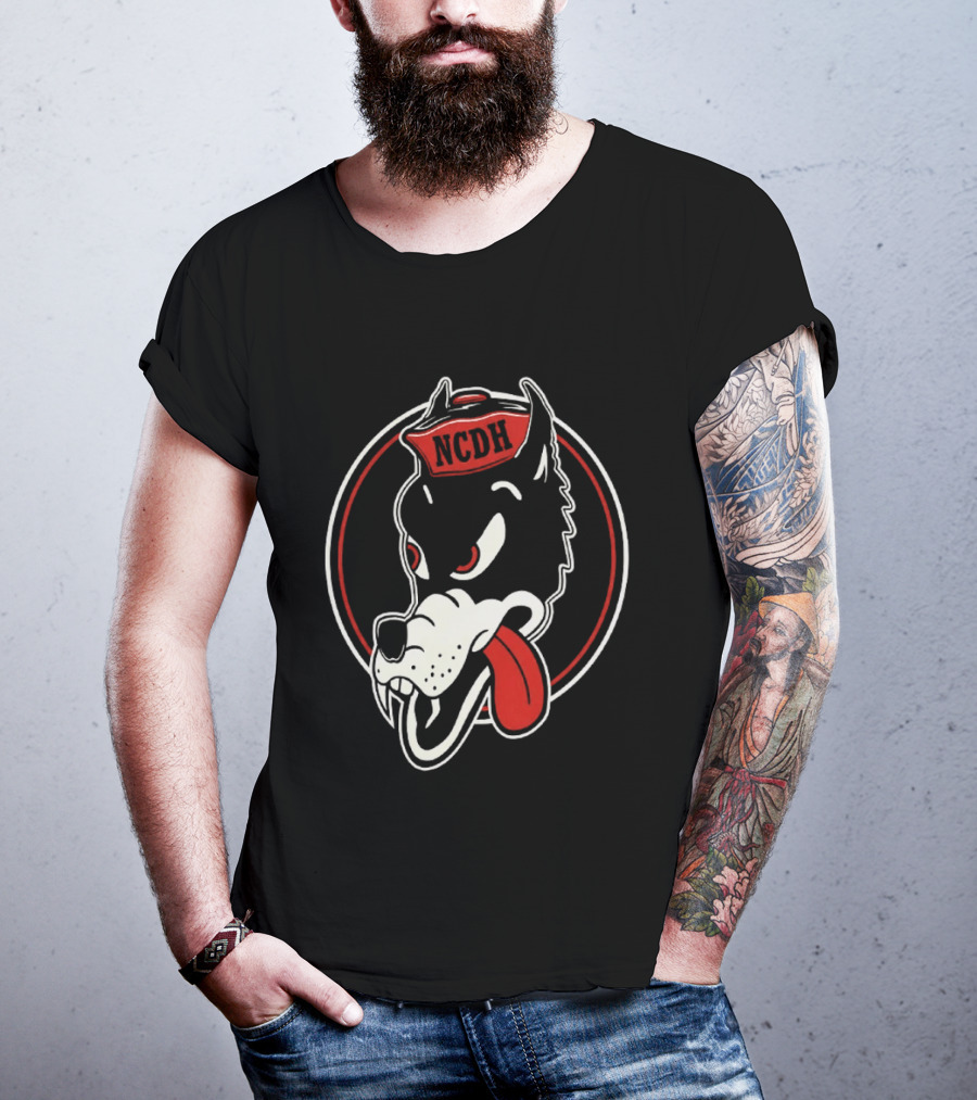 NCDH Wolf Cartoon Red Circle T-Shirt