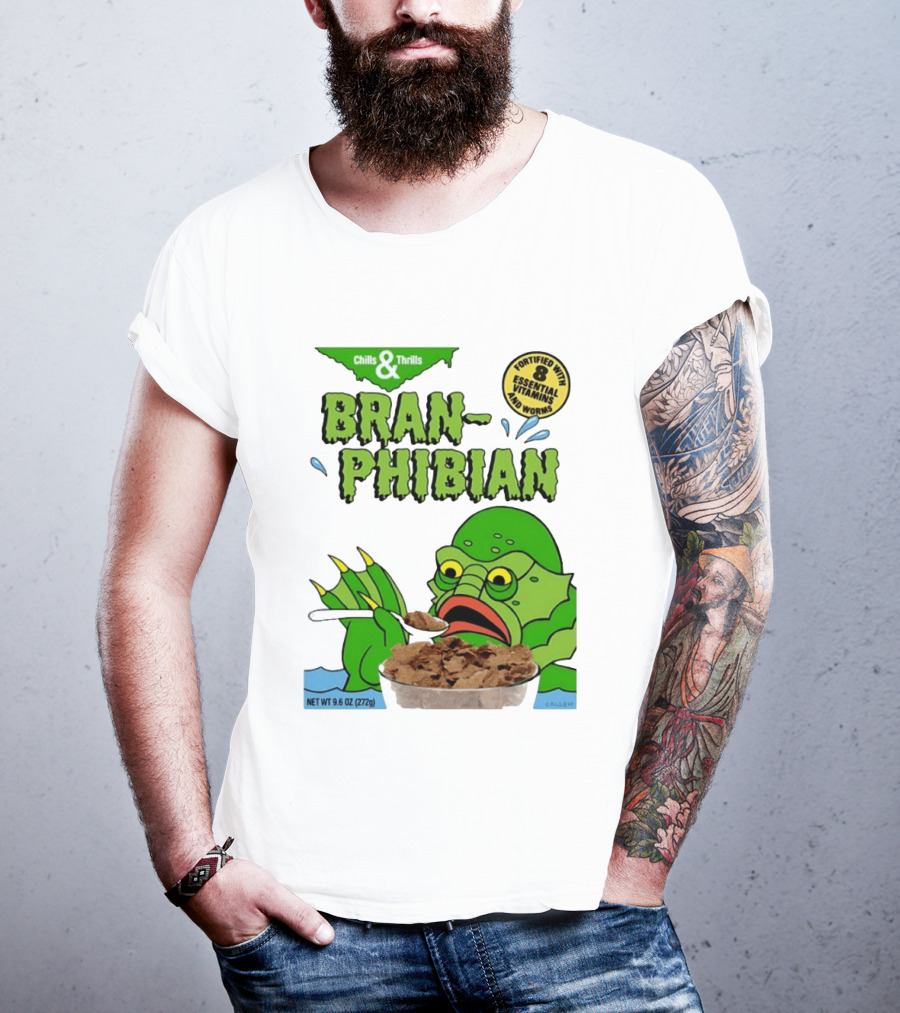 Bran Phibian Chills And Thrills Cereal Box Fortified With 8 Essential Vitamins And Worms T-Shirt