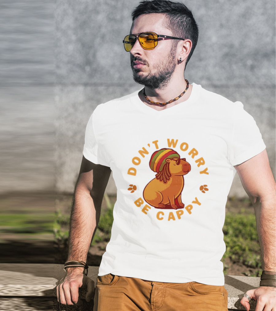 Don't Worry Be Cappy Reggae Rasta Capybara T-Shirt