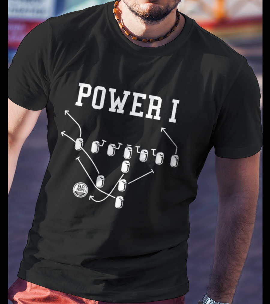 Power I Football Play Beer Can Formation T-Shirt