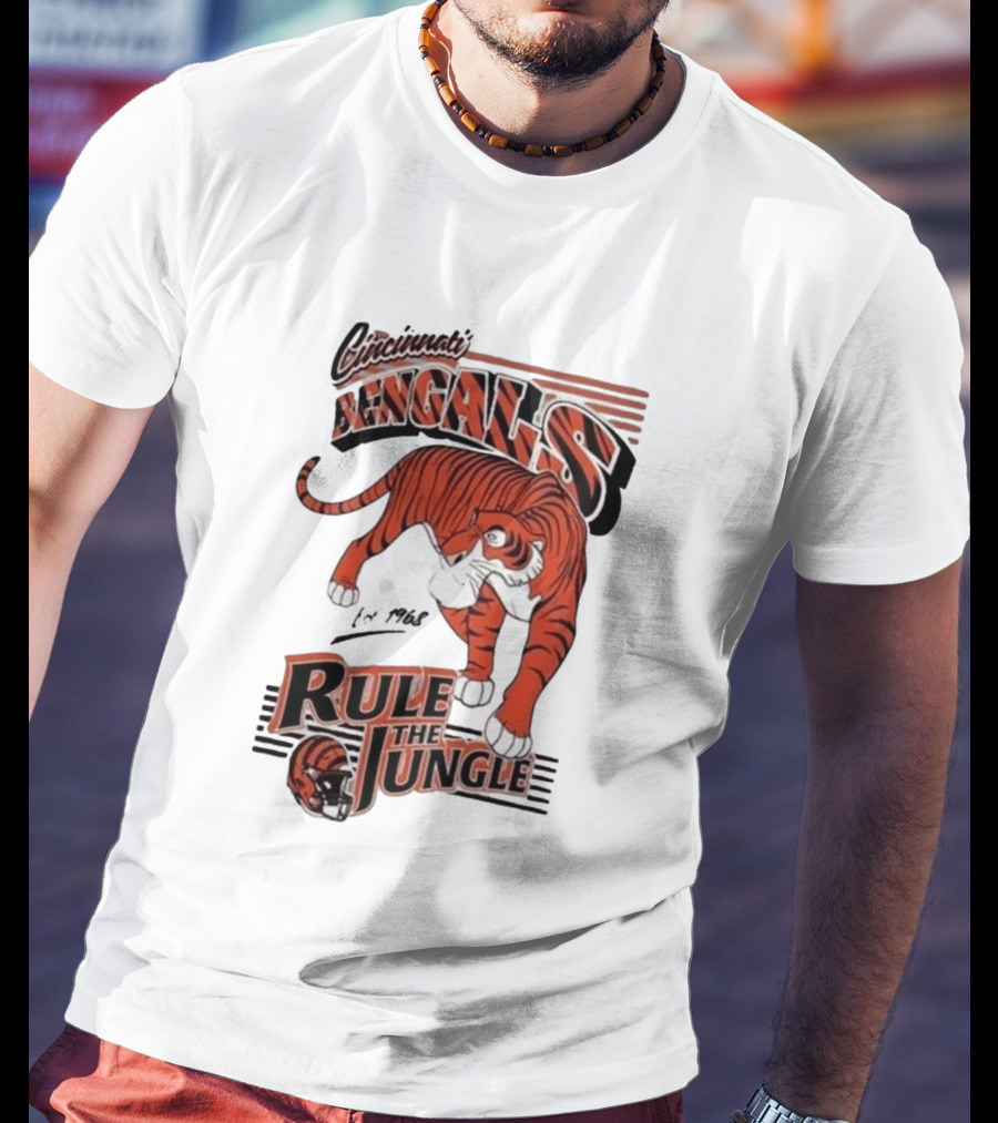 Cincinnati Bengals Rule The Jungle Tiger Graphic NFL Fan T-Shirt