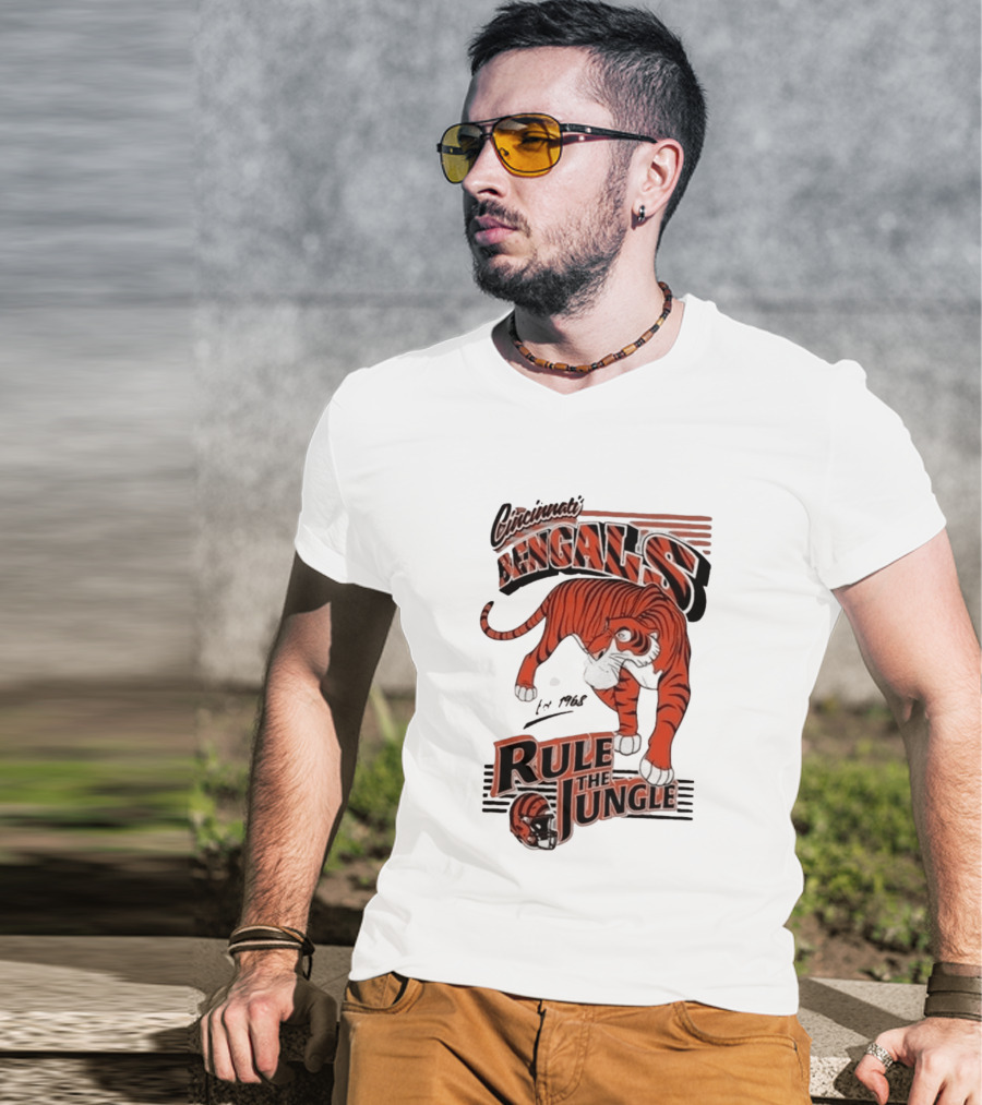 Cincinnati Bengals Rule The Jungle Tiger Graphic NFL Fan T-Shirt