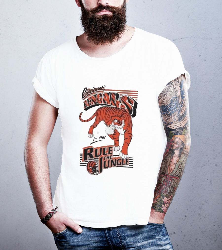 Cincinnati Bengals Rule The Jungle Tiger Graphic NFL Fan T-Shirt