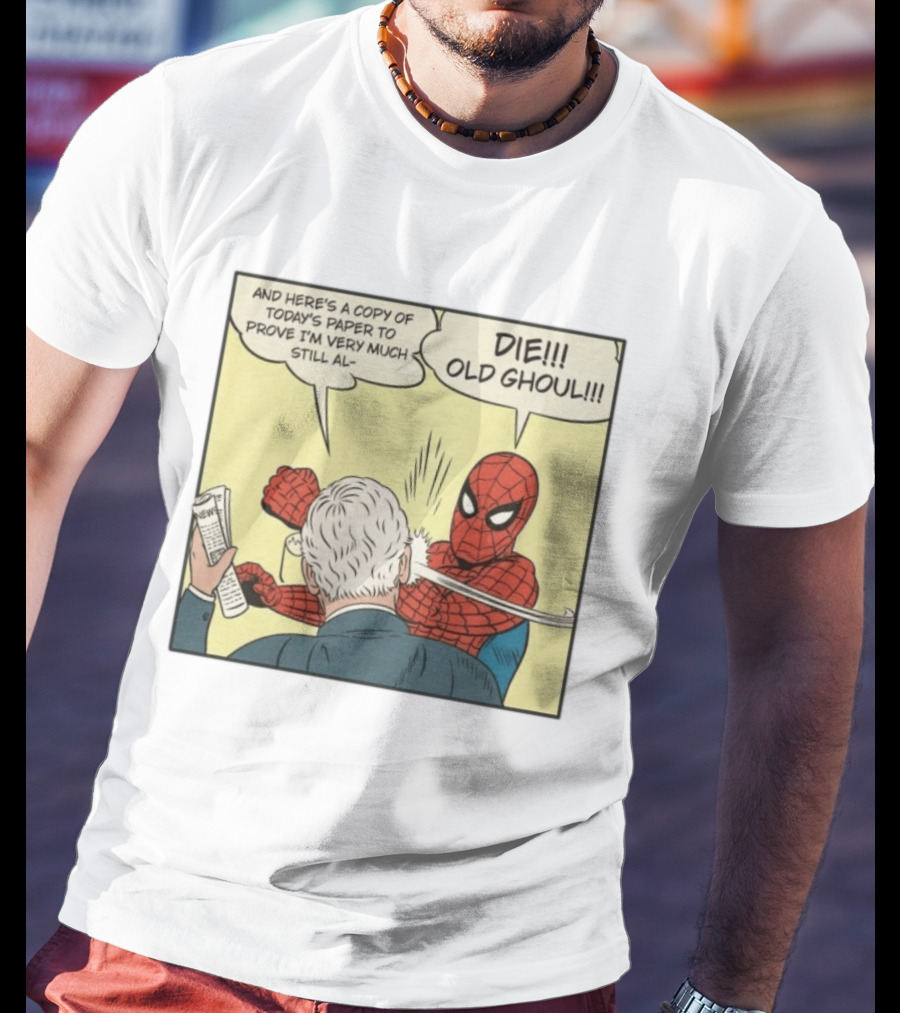 Spider Man Punching Mitch McConnell Die Old Ghoul Comic Meme T-Shirt