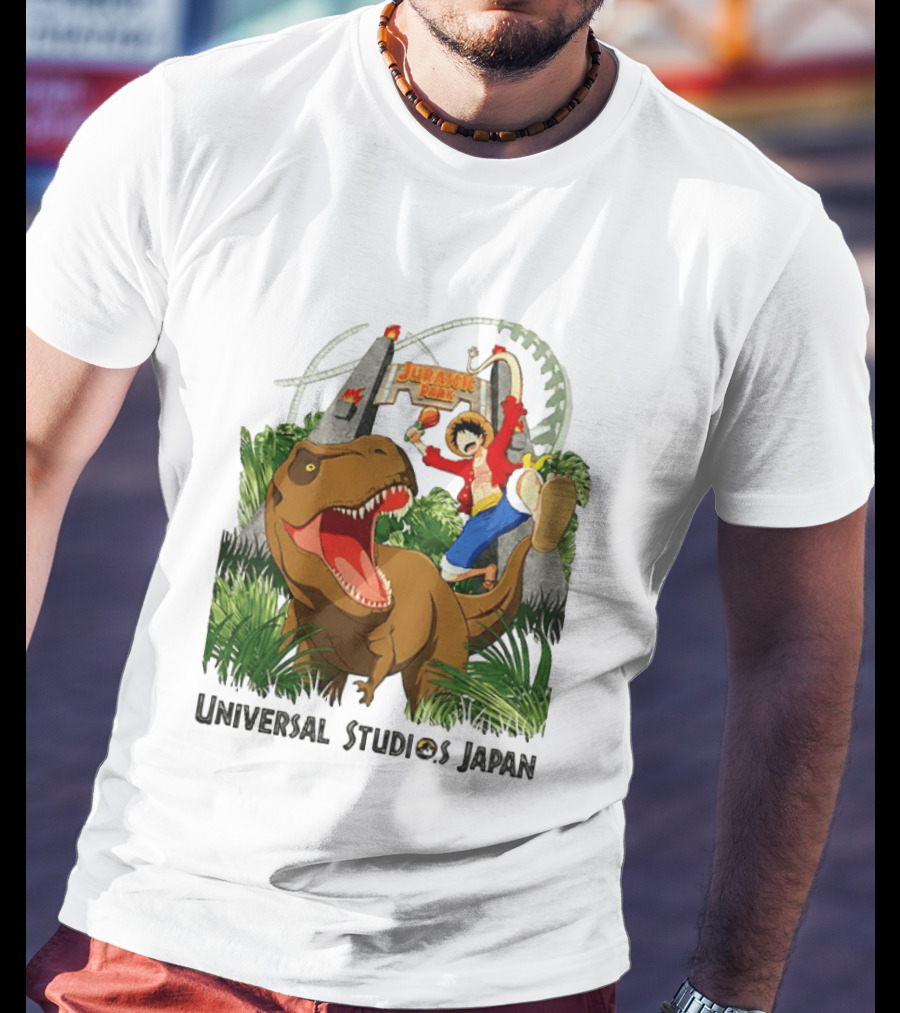 Universal Studios Japan One Piece Jurassic Park Luffy Riding Rex T-Shirt
