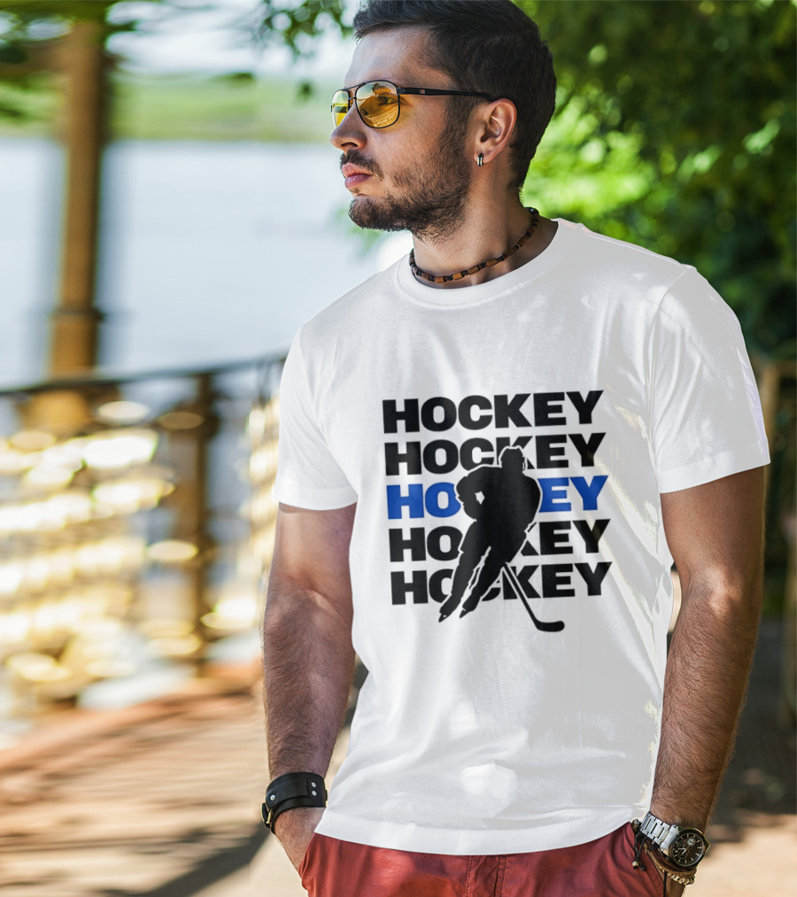 Hockey Player Action Stance Repeated T-Shirt
