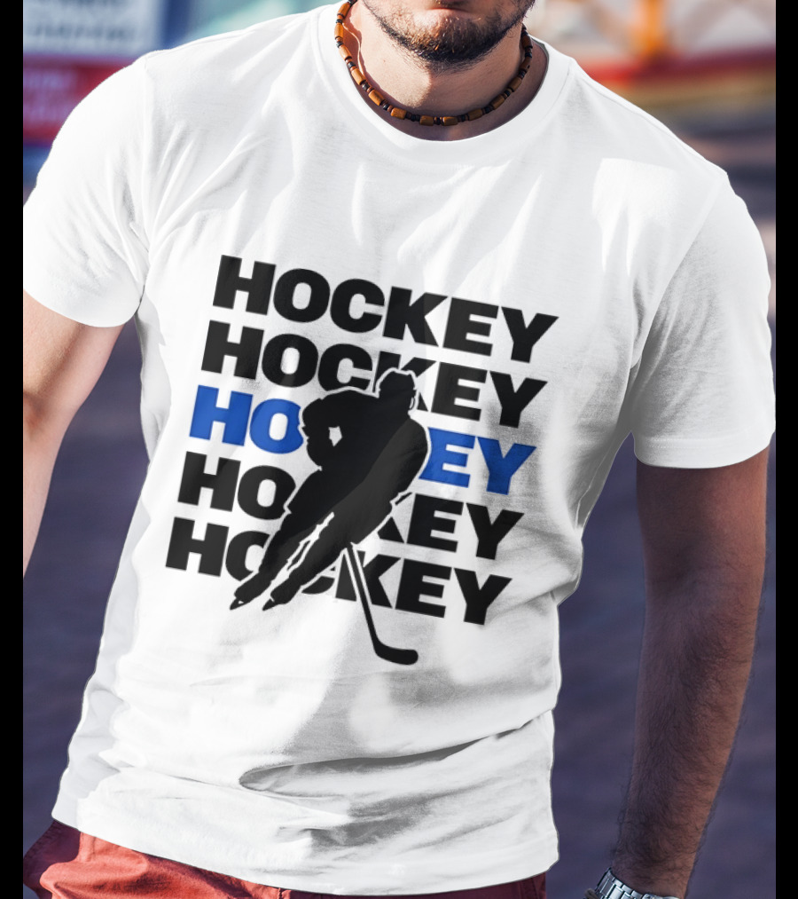 Hockey Player Action Stance Repeated T-Shirt