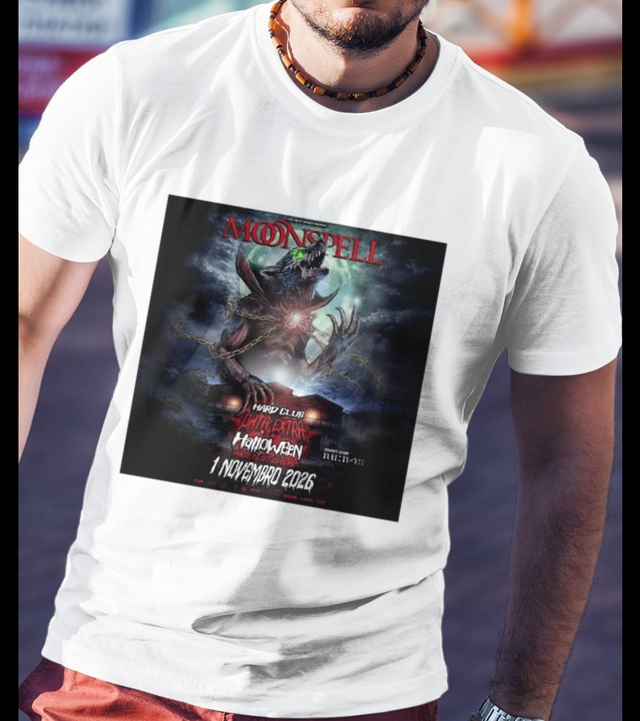 Moonspell Hard Club Data Extra 1 Novembro 2026 Halloween Concerto Especial Porto T-Shirt