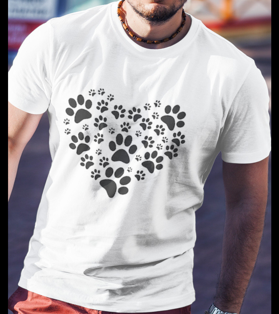 Paw Print Heart Pet Lover Paws T-Shirt
