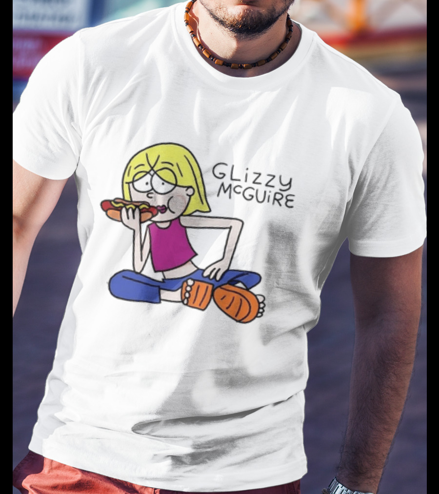 Glizzy McGuire Cartoon Character Eating Hot Dog T-Shirt