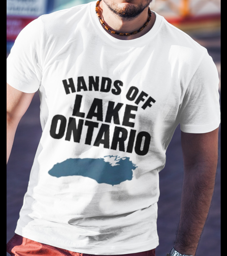 Hands Off Lake Ontario Blue Map T-Shirt
