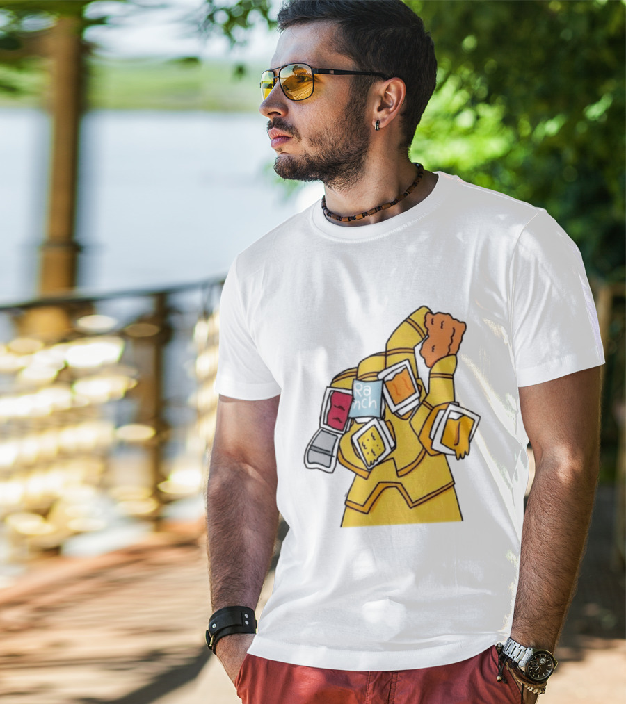 Infinity Gauntlet With Chicken Nugget And Sauce Containers Meme T-Shirt