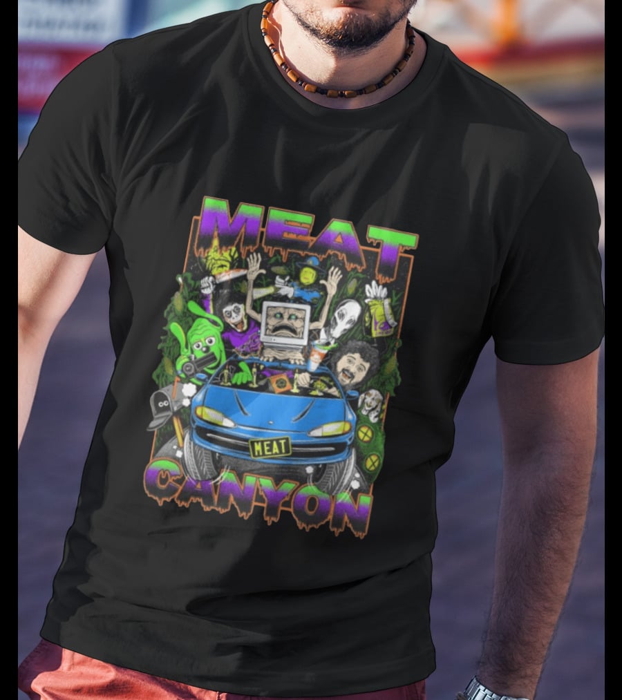Meatcanyon The Journey Black Computer Car Adventure Characters T-Shirt