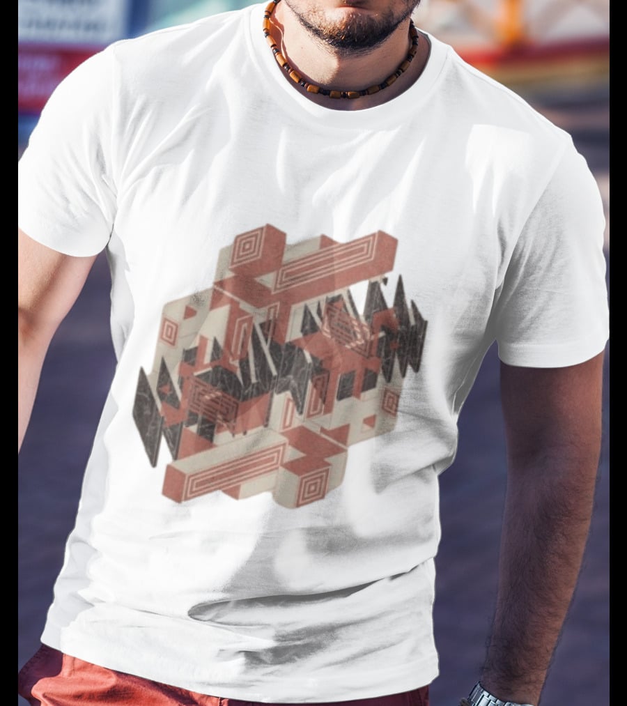 The Mars Volta Store Blocks Tan Geometric Optical Illusion T-Shirt