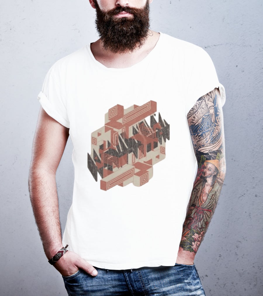 The Mars Volta Store Blocks Tan Geometric Optical Illusion T-Shirt