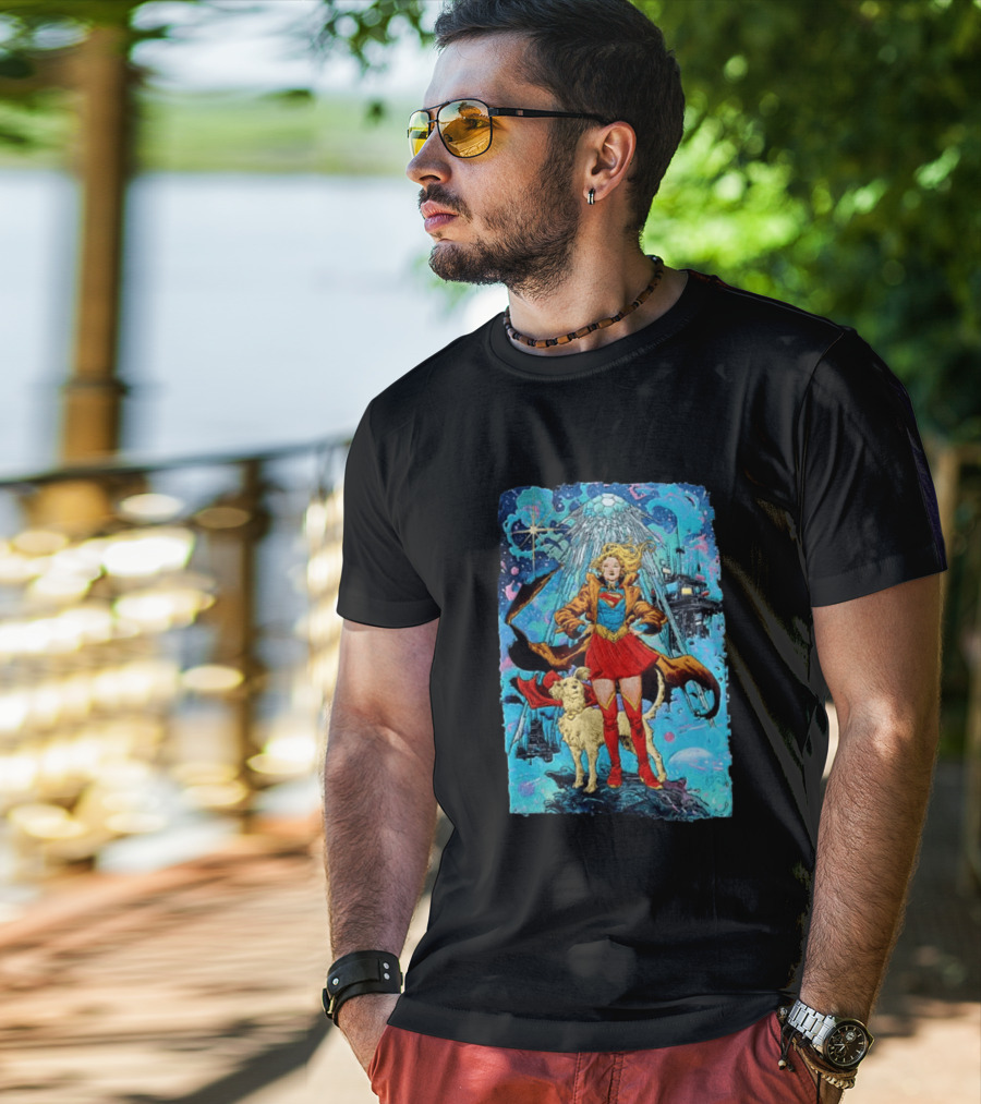Supergirl And Krypto DC Comics Sci Fi City Adventure T-Shirt
