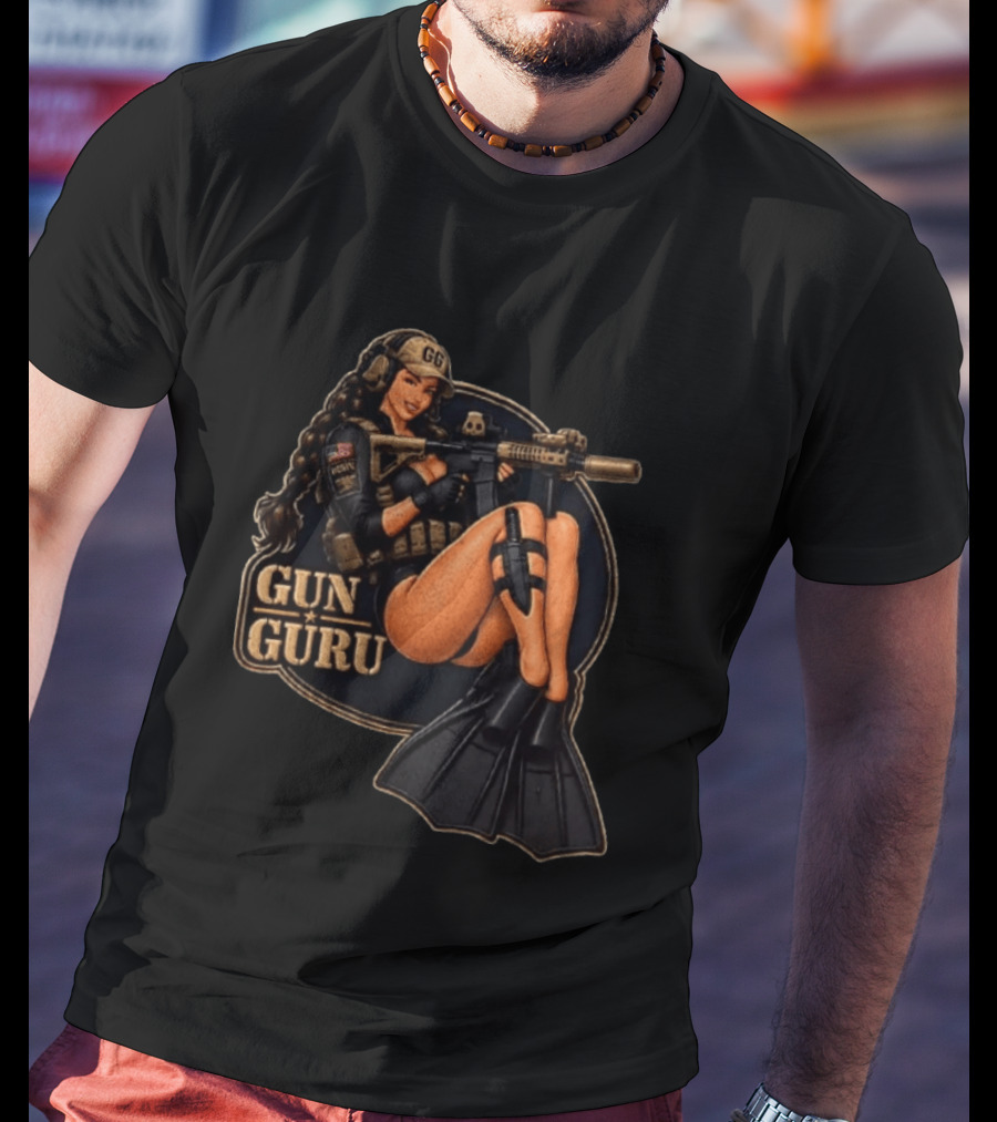 Trained Equipped Gun Guru Pinup Always Ready To Get A Little Wet T-Shirt