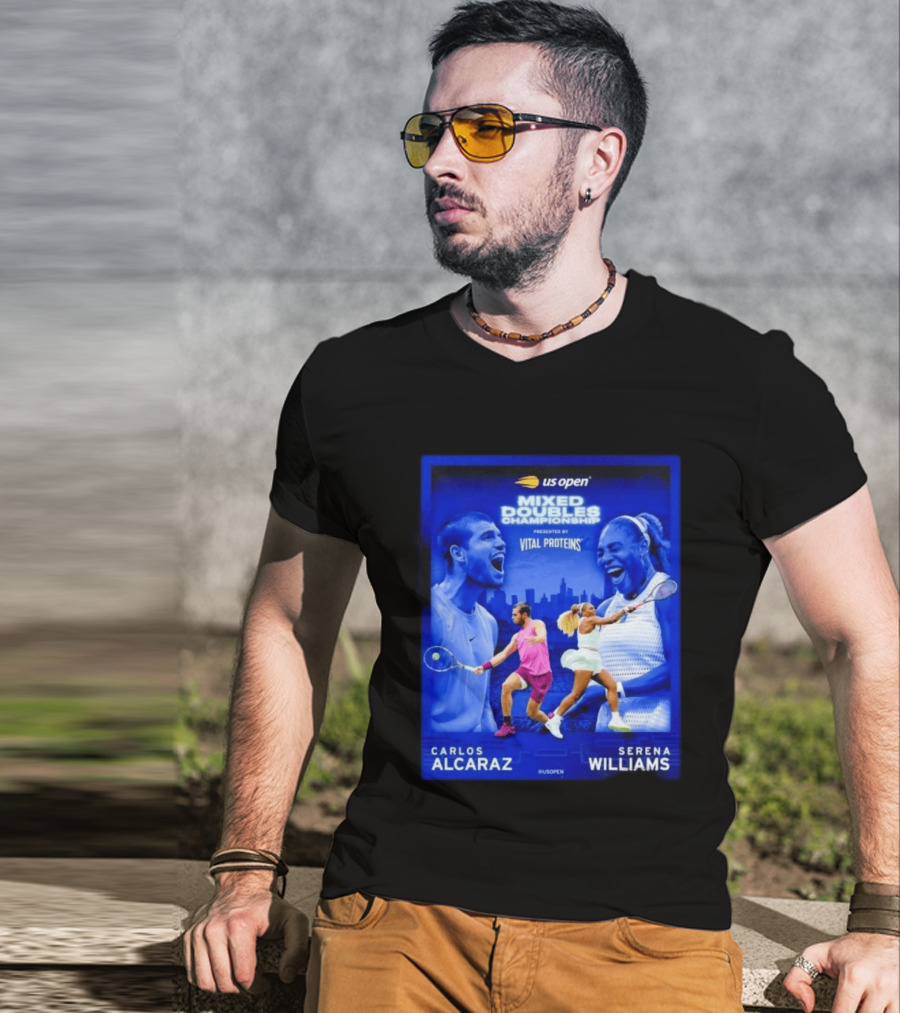US Open Mixed Doubles Championship Carlos Alcaraz Serena Williams Vital Proteins T-Shirt