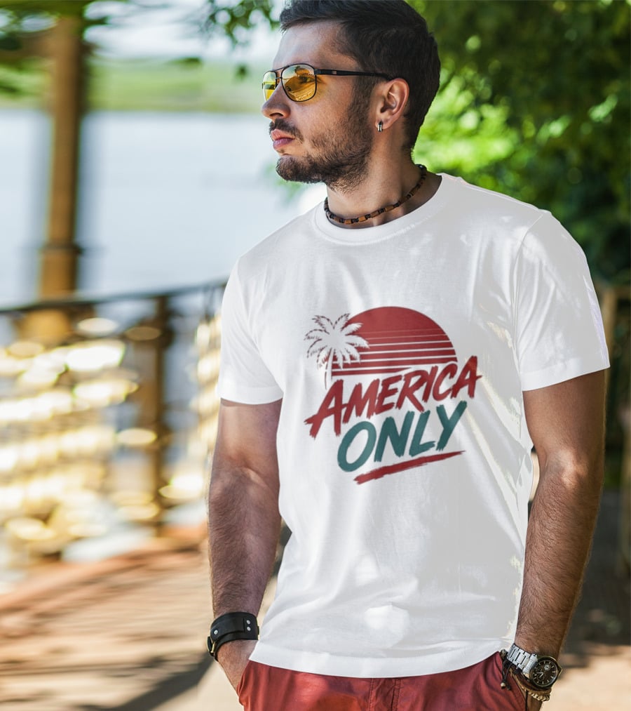America Only Tropical Sunset Palm Tree T-Shirt