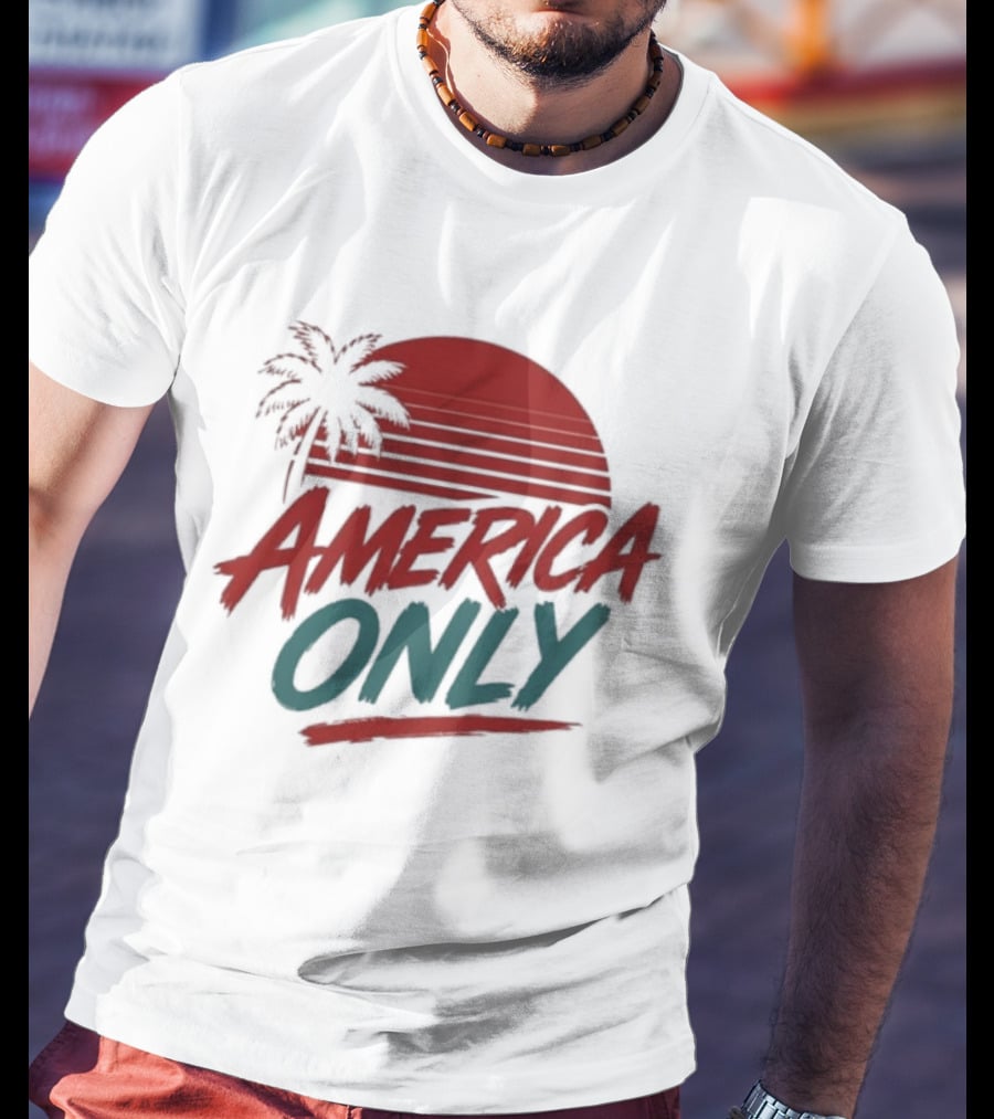 America Only Tropical Sunset Palm Tree T-Shirt