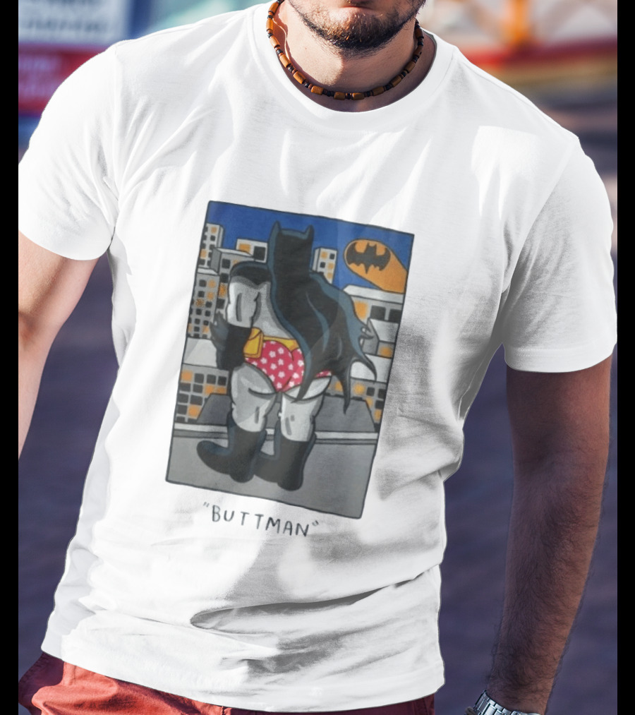 Buttman Batman Superhero Comedy Humor Retro Pop T-Shirt