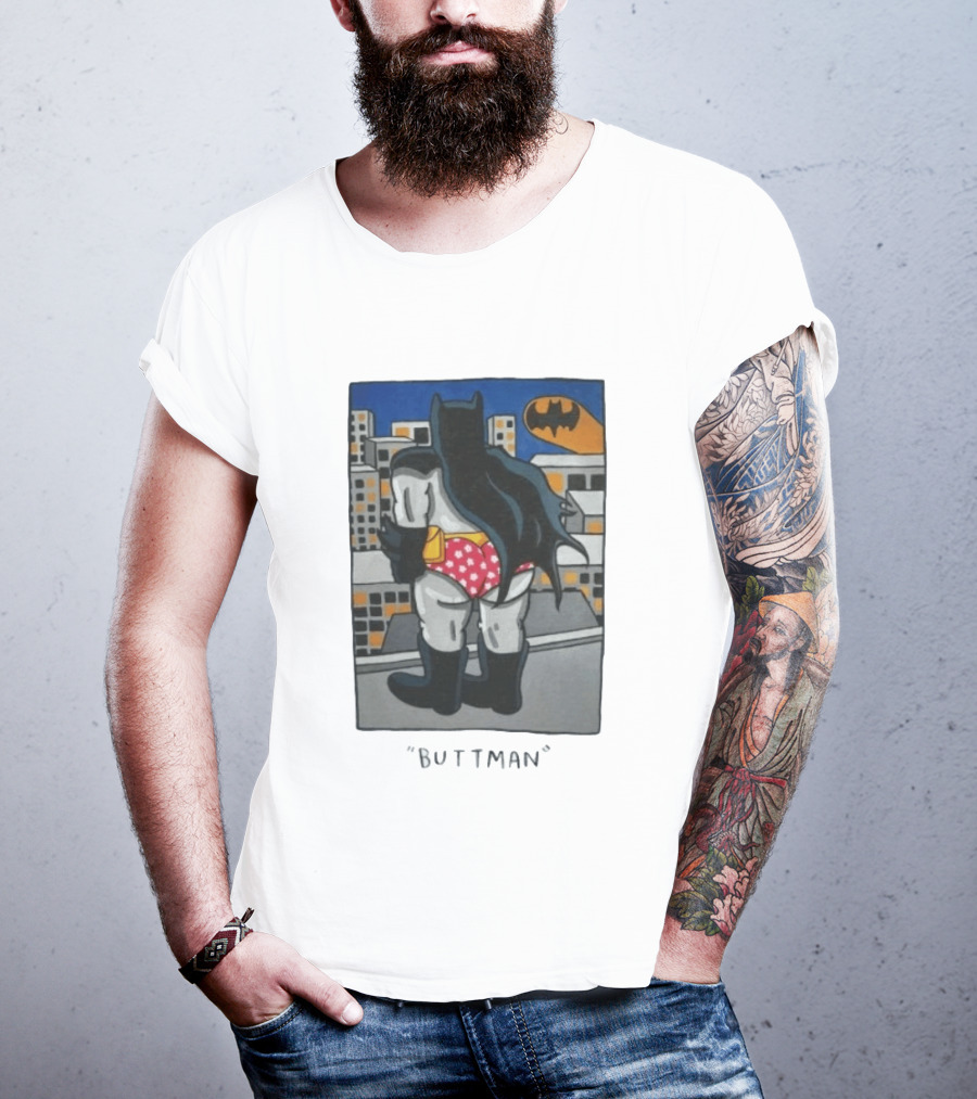 Buttman Batman Superhero Comedy Humor Retro Pop T-Shirt