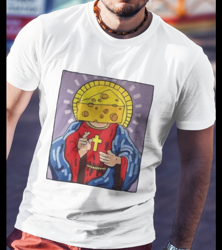 Cheesus Cheese Head Religious Pun Jesus T-Shirt